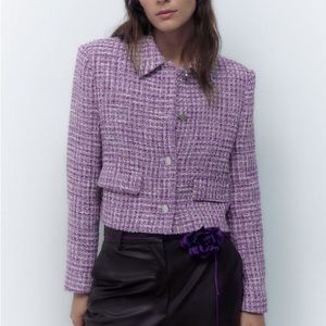 Zara Purple Textured Tweed Jacket.Size XS